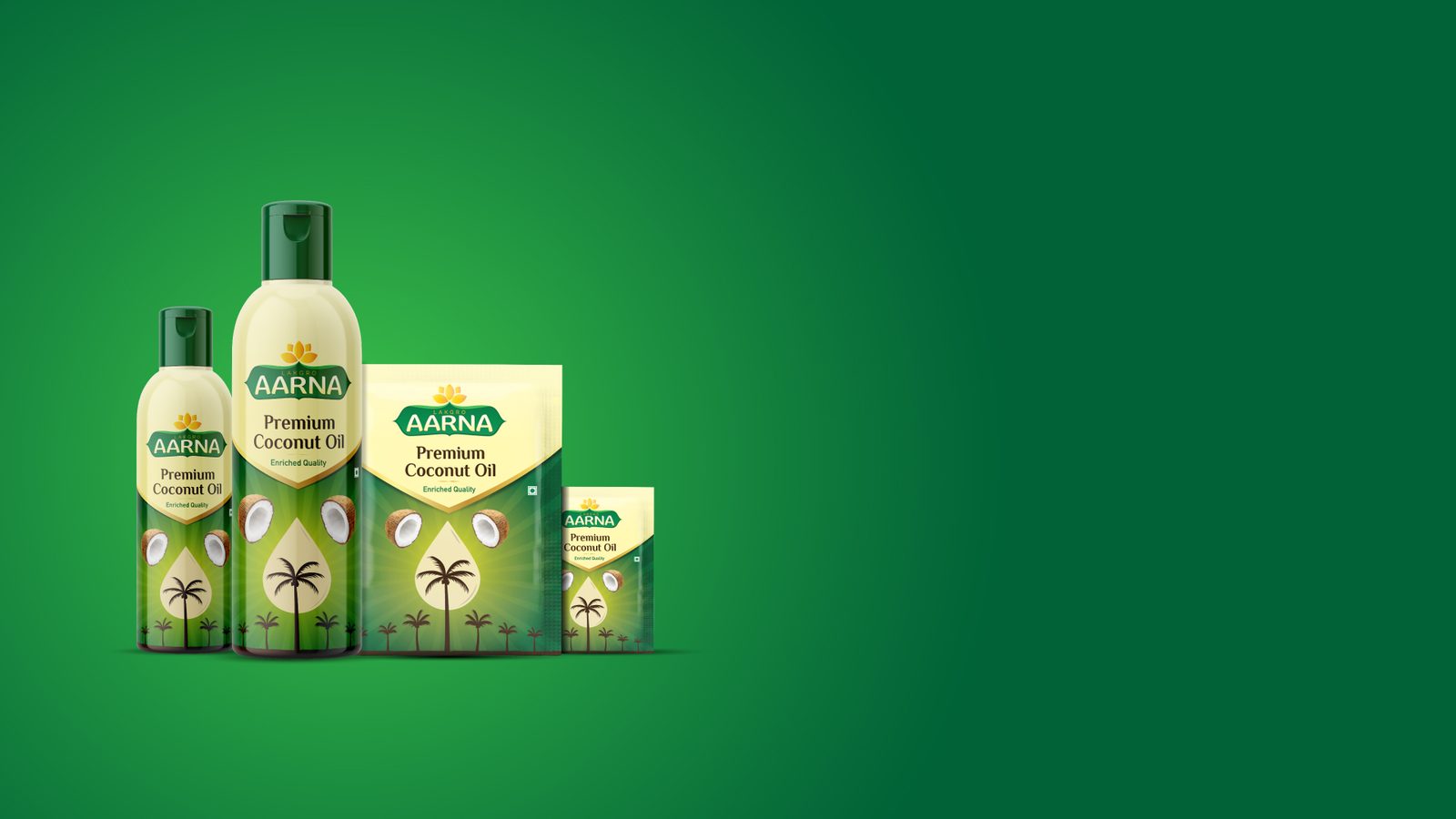 Lakgro Aarna Coconut Oil Package Design &mdash; FMCG & packaging identity and packaging.